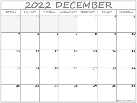 blank printable december  calendar