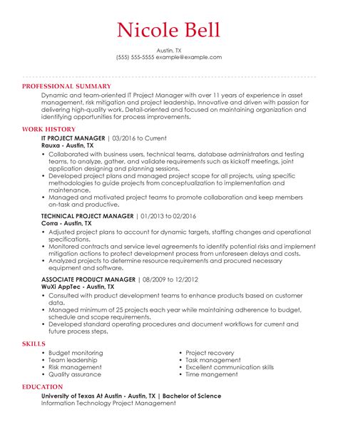 information technology  resume examples   livecareer