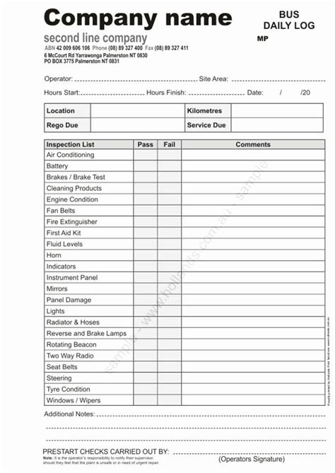 daily vehicle inspection form template unique   vehicle inspection
