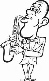 Saxophone Player Whiteboard Cartoon Drawing Illustration Vector Preview sketch template