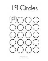 Coloring 19 Circles Number Pages Circle Color Numbers Nineteen Twistynoodle Print sketch template