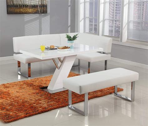 white kitchen table sets modern design   shaped bench interior