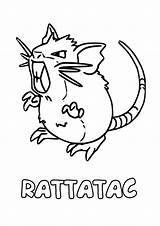 Raticate Rattata Colorier Pokemons Pikachu Colmillos Ligne sketch template