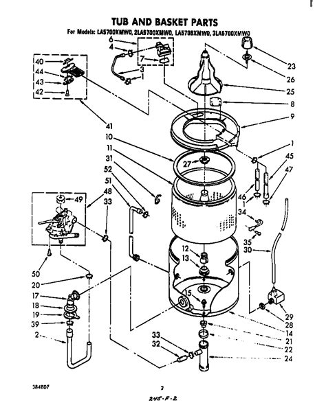 tub  basket diagram parts list  model laxmw whirlpool parts washer parts