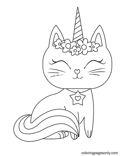 cute  unicorn cat coloring page  printable coloring pages
