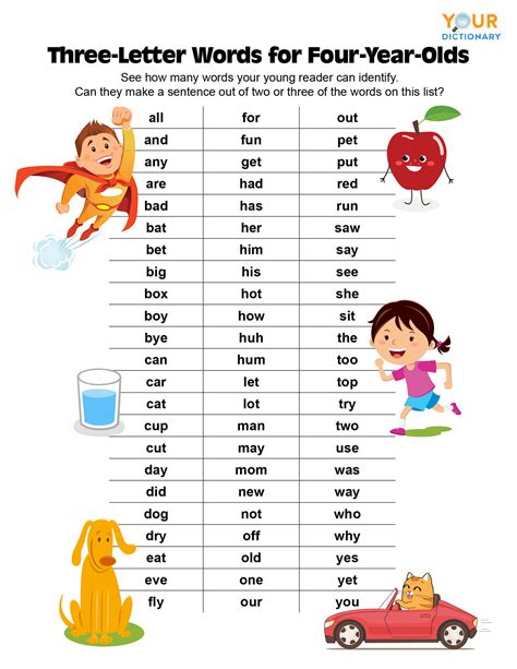 letter words   year olds