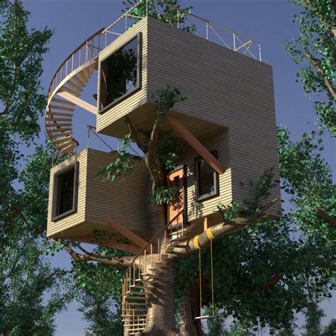 modern treehouse cgtrader