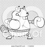 Boxing Chubby Beaver Outlined Coloring Clipart Cartoon Vector Thoman Cory sketch template