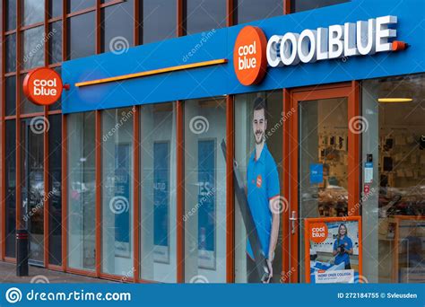 coolblue logo   entrance consumer electronic store editorial image image  signage