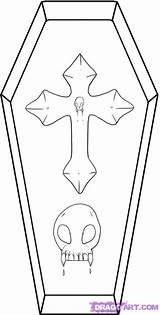 Coffin Draw Drawing Casket Cool Template Step Sketch Halloween Drawings Cartoon Coloring Dragoart Cartoons Tombstone Tutorial Paintingvalley Trace Print sketch template