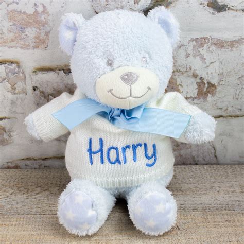 personalised baby boy teddy bear blanket set heavensent baby gifts
