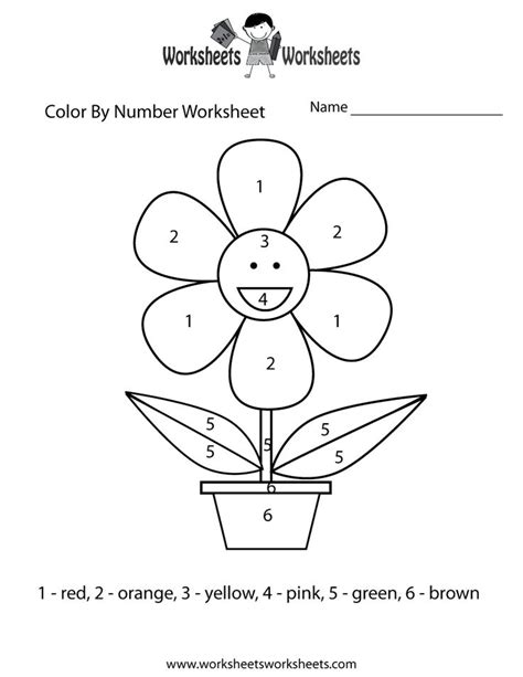 color  number worksheet  kids