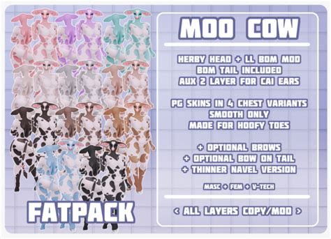 second life marketplace wickedpup moo cow fatpack