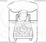Sleeping Boy Bed Dreaming Little Cartoon Clipart Coloring Vector Thoman Cory Outlined 2021 Clipartof sketch template