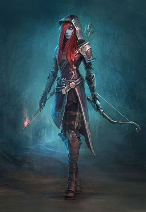 Red Hair Female Drow Elf Archer Arcane Dungeons And