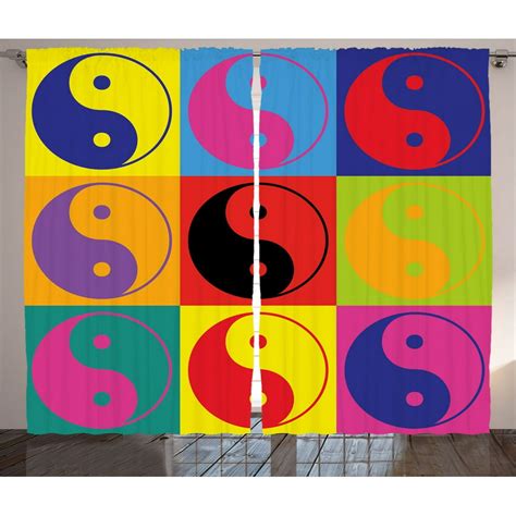 ying  decor curtains  panels set pop art yin  signs hippie
