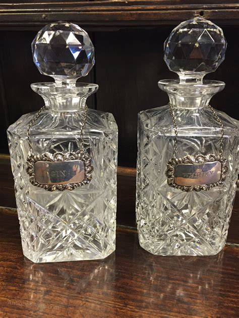 Antiques Atlas Pair Crystal Decanters With Silver Liquor Labels