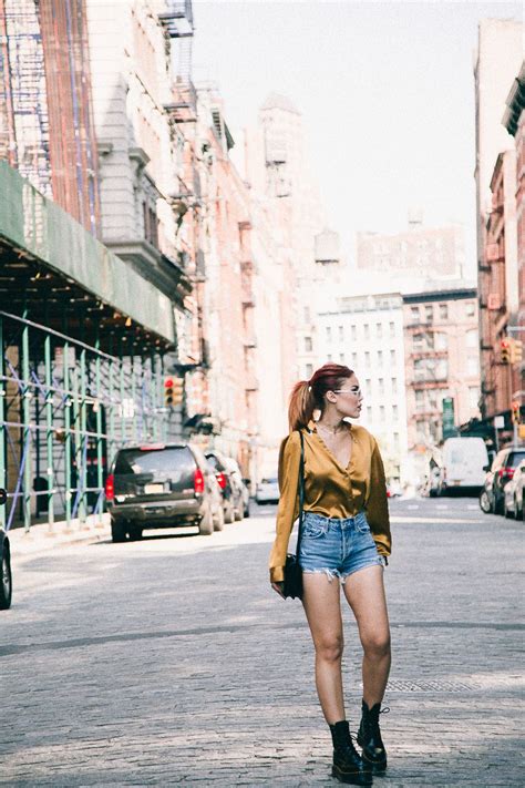 lua wearing agolde denim shorts  jadon dr martens dressy fall outfits cool outfits summer