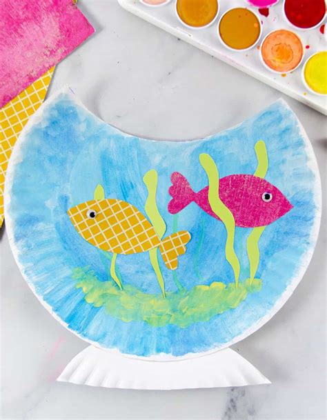 paper plate fish bowl craft  kids  minutes  mom
