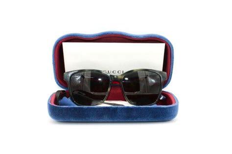 gucci gg0417sk 004 round oval havana blue 56 mm unisex sunglasses for