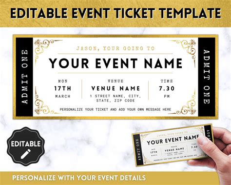 event ticket template printable invitation digital