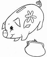 Piggy Bank Coloring Purse Color Luna Floral sketch template