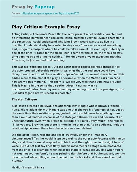 play critique   essay