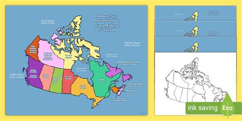 coloured map  canadas provinces territories geography