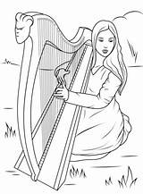 Harp Arpa Tocando Harpa Colorir Harfe Kleurplaten Ausmalbilder Ierland Saul Suona Supercoloring Celtica Ausdrucken Malvorlagen Malvorlage Printen Madchen Keltische Spielt sketch template