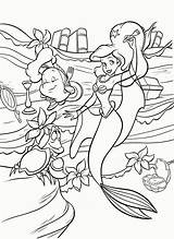 Coloring Ariel Flounder Pages Sebastian Disney Princess Walt sketch template