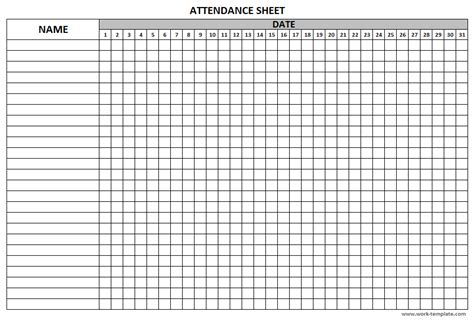 pin  attendance sheet template
