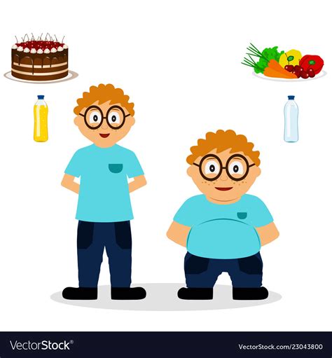 thin  fat child boy  thin royalty  vector