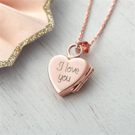 personalised ct rose gold heart locket necklace  hurleyburley