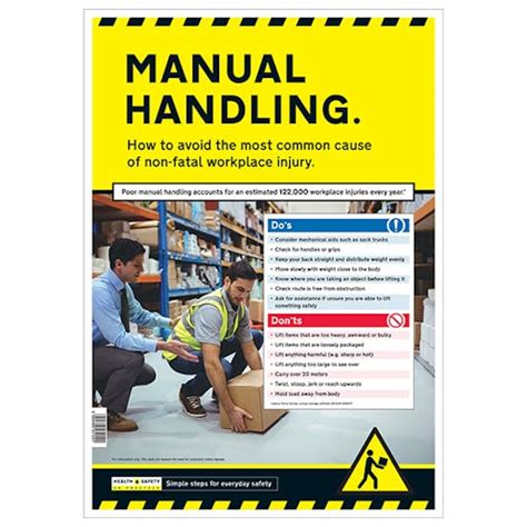 manual handling safety poster safety posters  aid posters notices wallcharts