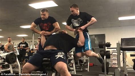 Eddie Hall Lifts Two Grown Men In The Stoke On Trent Gym