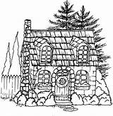 Cottage Stone Coloring Pages Color Clipart Printable Houses House Cottages Drawing Colouring Christmas Beccysplace Beccy Place A1c Adult Chart Drawings sketch template