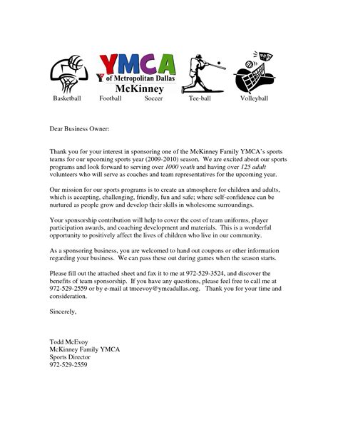 sample sponsorship request letter  youth sports team  latest