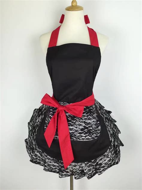 sexy bowknot cooking apron kitchen woman baking restaurant lady maid