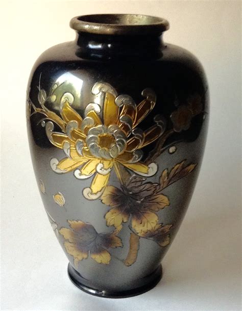 meiji period antique japanese mixed metal bronze vase signed  atrist   vases