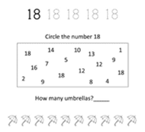 printable number  worksheet