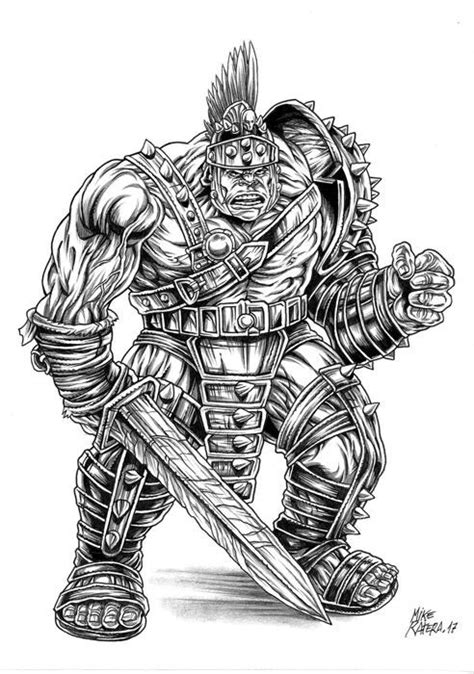 mike ratera original drawing hulk gladiator thor ragnarok wb