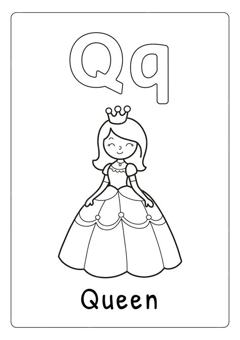 premium vector alphabet letter   queen coloring page  kids