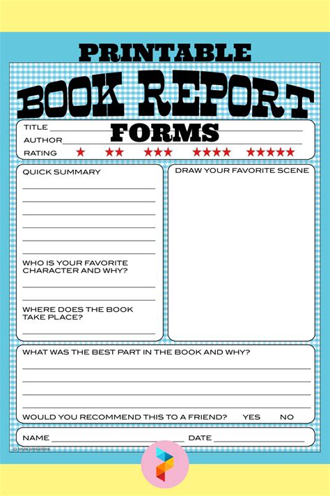 printable book report forms     printablee