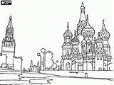 Coloring Pages Moscow Square Red Printable Kremlin Basil St Cathedral Choose Board Buildings sketch template