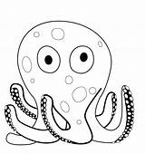 Octopus Coloring Cute Pages Cartoon Printable Kids Drawing A4 Description sketch template