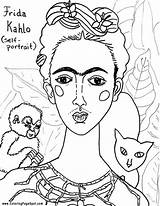 Frida Kahlo Coloring Hispanic Famous Pages Paintings Para Artists Sheets Getcolorings Getdrawings Niños Diego Rivera Printable Mexican Color Colorings Choose sketch template