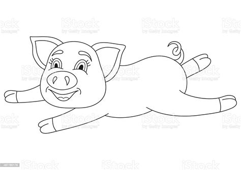 vector illustration  cute pig coloring book page stock illustration