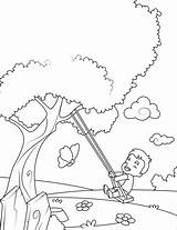 Boy Swinging Coloring Little Pages Printable A4 Categories Kids sketch template