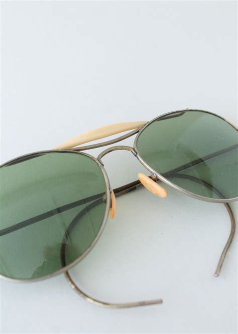 vintage 1940s green glass aviator sunglasses raleigh vintage