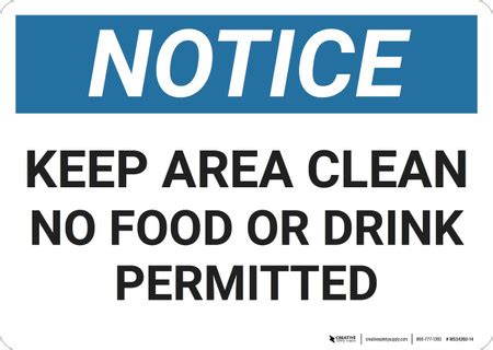 notice clean sink wall sign